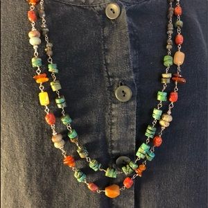 Sterling silver Turquoise & Gemstone BoHo necklace